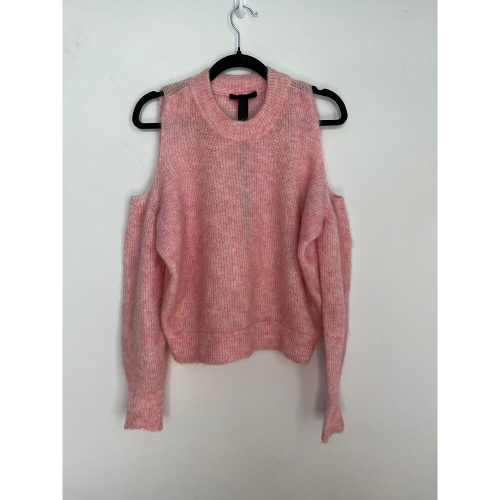 Diesel Cold Shoulder Mohair Blend Sweater Women S Pink Fuzzy Knit Pullover‎
